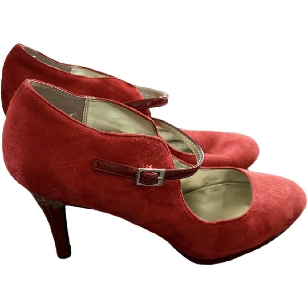 Alfani Syssy Red Suede Leather Maryjane Pumps Heels Size 8.5 Formal Old Money